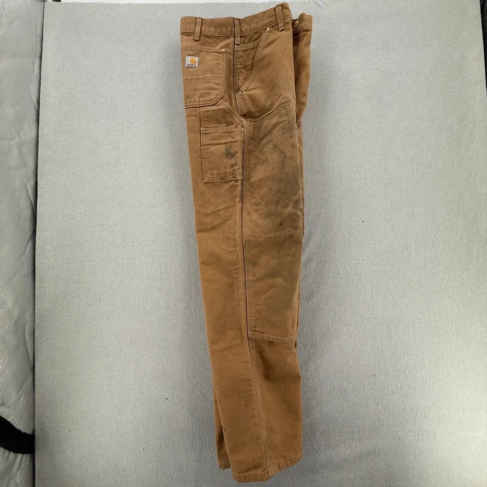 Carhartt B01-BRN Double-Knee Work Dungaree Carpenter Pants Men 34x34-Fits 31x31